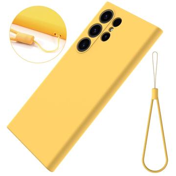 Samsung Galaxy S24 Ultra Liquid Silikone Cover med Strop - Gul