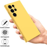Samsung Galaxy S24 Ultra Liquid Silikone Cover med Strop - Gul