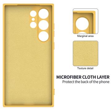 Samsung Galaxy S24 Ultra Liquid Silikone Cover med Strop - Gul