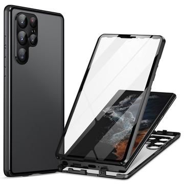 Samsung Galaxy S24 Ultra Magnetisk Cover med Hærdet Glas - Sort