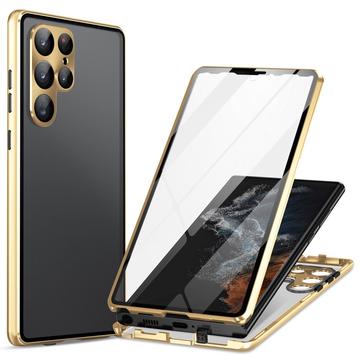 Samsung Galaxy S24 Ultra Magnetisk Cover med Hærdet Glas - Guld