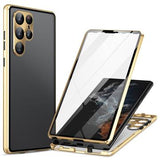 Samsung Galaxy S24 Ultra Magnetisk Cover med Hærdet Glas - Guld