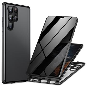 Samsung Galaxy S24 Ultra Magnetisk Cover med Hærdet Glas - Privatliv - Sort