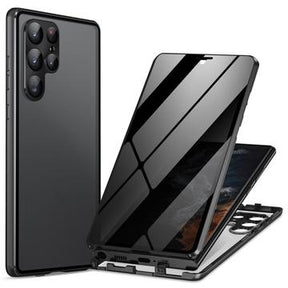 Samsung Galaxy S24 Ultra Magnetisk Cover med Hærdet Glas - Privatliv - Sort
