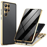 Samsung Galaxy S24 Ultra Magnetisk Cover med Hærdet Glas - Privatliv - Guld