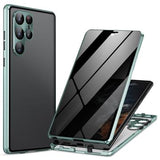 Samsung Galaxy S24 Ultra Magnetisk Cover med Hærdet Glas - Privatliv - Grøn