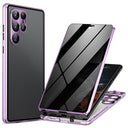 Samsung Galaxy S24 Ultra Magnetisk Cover med Hærdet Glas - Privatliv - Lyselilla