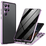 Samsung Galaxy S24 Ultra Magnetisk Cover med Hærdet Glas - Privatliv - Lyselilla