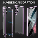 Samsung Galaxy S24 Ultra Magnetisk Cover med Hærdet Glas - Sølv