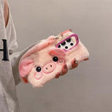 Samsung Galaxy S24 Ultra Plys pattegrise cover med stativ og håndstrop - Pink