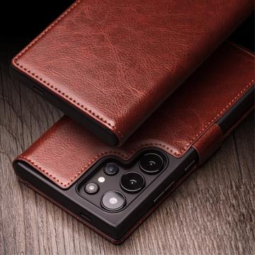 Samsung Galaxy S24 Ultra Qialino Classic Læderpung - Mørkebrun