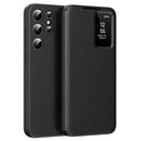 Samsung Galaxy S24 Ultra Smart Clear View Flip etui med kortplads - Sort