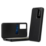 Samsung Galaxy S24 Ultra Smart Clear View Flip etui med kortplads - Sort