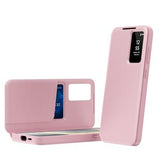 Samsung Galaxy S24 Ultra Smart Clear View Flip etui med kortplads - Pink