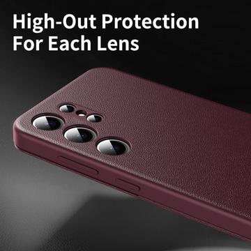 Samsung Galaxy S24 Ultra Smart Clear View Flip etui med kortplads - Vinrød