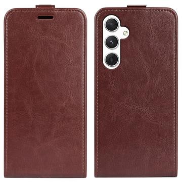 Samsung Galaxy S24 Vertikal Flip Taske med Kortholder - Brun