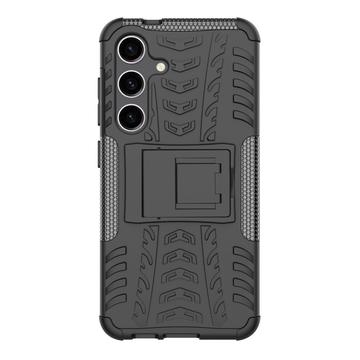 Samsung Galaxy S24+ Anti-Slip Hybrid Cover med Stativ - Sort