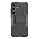 Samsung Galaxy S24+ Anti-Slip Hybrid Cover med Stativ - Sort