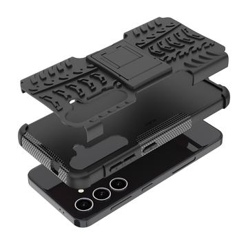 Samsung Galaxy S24+ Anti-Slip Hybrid Cover med Stativ - Sort