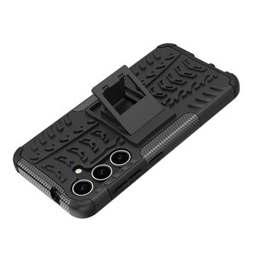 Samsung Galaxy S24+ Anti-Slip Hybrid Cover med Stativ - Sort