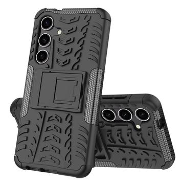 Samsung Galaxy S24+ Anti-Slip Hybrid Cover med Stativ - Sort