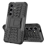 Samsung Galaxy S24+ Anti-Slip Hybrid Cover med Stativ - Sort