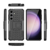 Samsung Galaxy S24+ Anti-Slip Hybrid Cover med Stativ - Sort