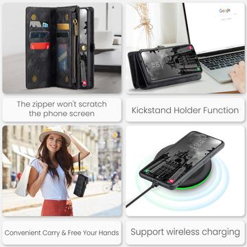 Samsung Galaxy S24+ Caseme 008 2-i-1 Multifunktionel Pung - Sort