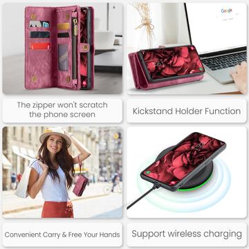 Samsung Galaxy S24+ Caseme 008 2-i-1 Multifunktionel Pung - Rød
