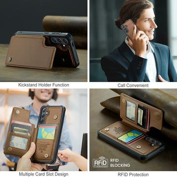 Samsung Galaxy S24+ Caseme C22 Cover med RFID-kortpung - Brun