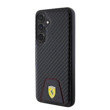 Samsung Galaxy S24+ Ferrari Carbon Stitched Bottom Cover - Sort