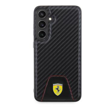 Samsung Galaxy S24+ Ferrari Carbon Stitched Bottom Cover - Sort