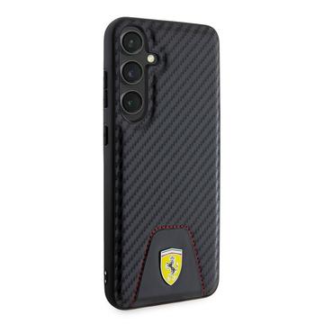 Samsung Galaxy S24+ Ferrari Carbon Stitched Bottom Cover - Sort