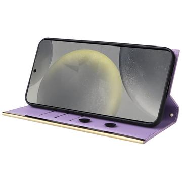 Samsung Galaxy S24+ Luksus Vatteret Pung - Lilla