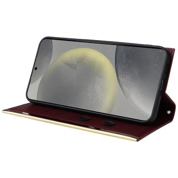 Samsung Galaxy S24+ Luksus Vatteret Pung - Vinrød