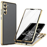 Samsung Galaxy S24+ Magnetisk Cover med Hærdet Glas - Guld