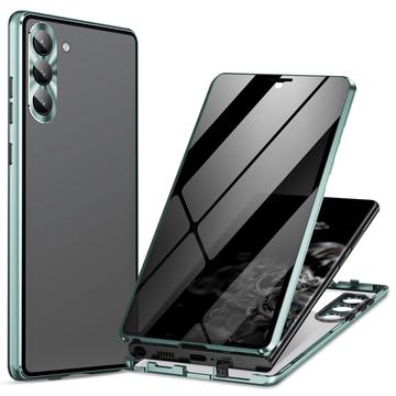 Samsung Galaxy S24+ Magnetisk Cover med Hærdet Glas - Privatliv - Grøn