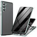 Samsung Galaxy S24+ Magnetisk Cover med Hærdet Glas - Privatliv - Grøn
