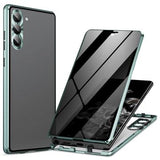 Samsung Galaxy S24+ Magnetisk Cover med Hærdet Glas - Privatliv - Grøn