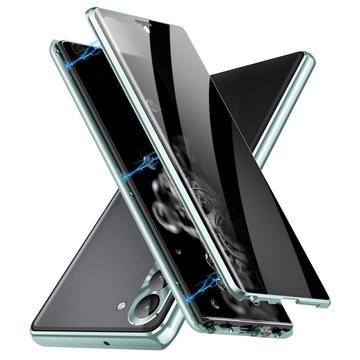 Samsung Galaxy S24+ Magnetisk Cover med Hærdet Glas - Privatliv - Grøn