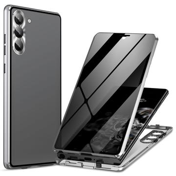 Samsung Galaxy S24+ Magnetisk Cover med Hærdet Glas - Privatliv - Sølv