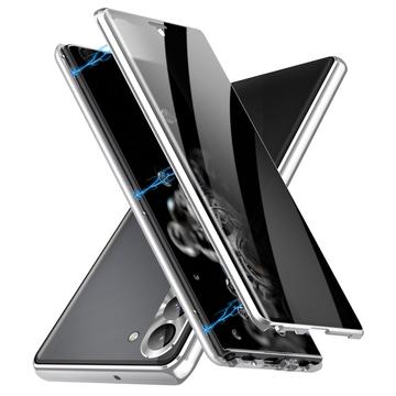 Samsung Galaxy S24+ Magnetisk Cover med Hærdet Glas - Privatliv - Sølv