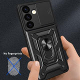 Samsung Galaxy S24+ Roterende Ring Hybrid Cover med Kameraskjold - Sort
