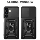 Samsung Galaxy S24+ Roterende Ring Hybrid Cover med Kameraskjold - Sort