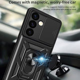 Samsung Galaxy S24+ Roterende Ring Hybrid Cover med Kameraskjold - Blå
