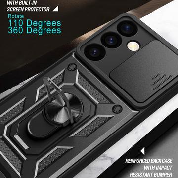 Samsung Galaxy S24+ Roterende Ring Hybrid Cover med Kameraskjold - Blå