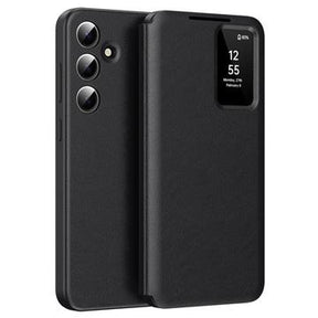 Samsung Galaxy S24+ Smart Clear View Flip etui med kortplads - Sort