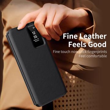 Samsung Galaxy S24+ Smart Clear View Flip etui med kortplads - Sort