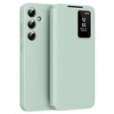 Samsung Galaxy S24+ Smart Clear View Flip etui med kortplads - Lysegrøn