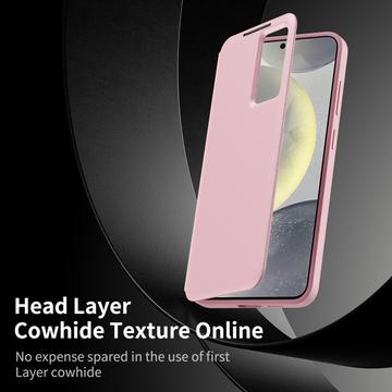 Samsung Galaxy S24+ Smart Clear View Flip etui med kortplads - Pink